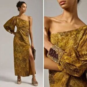 NWT Anthropologie Nirmooha One-Shoulder Shine Dress | S